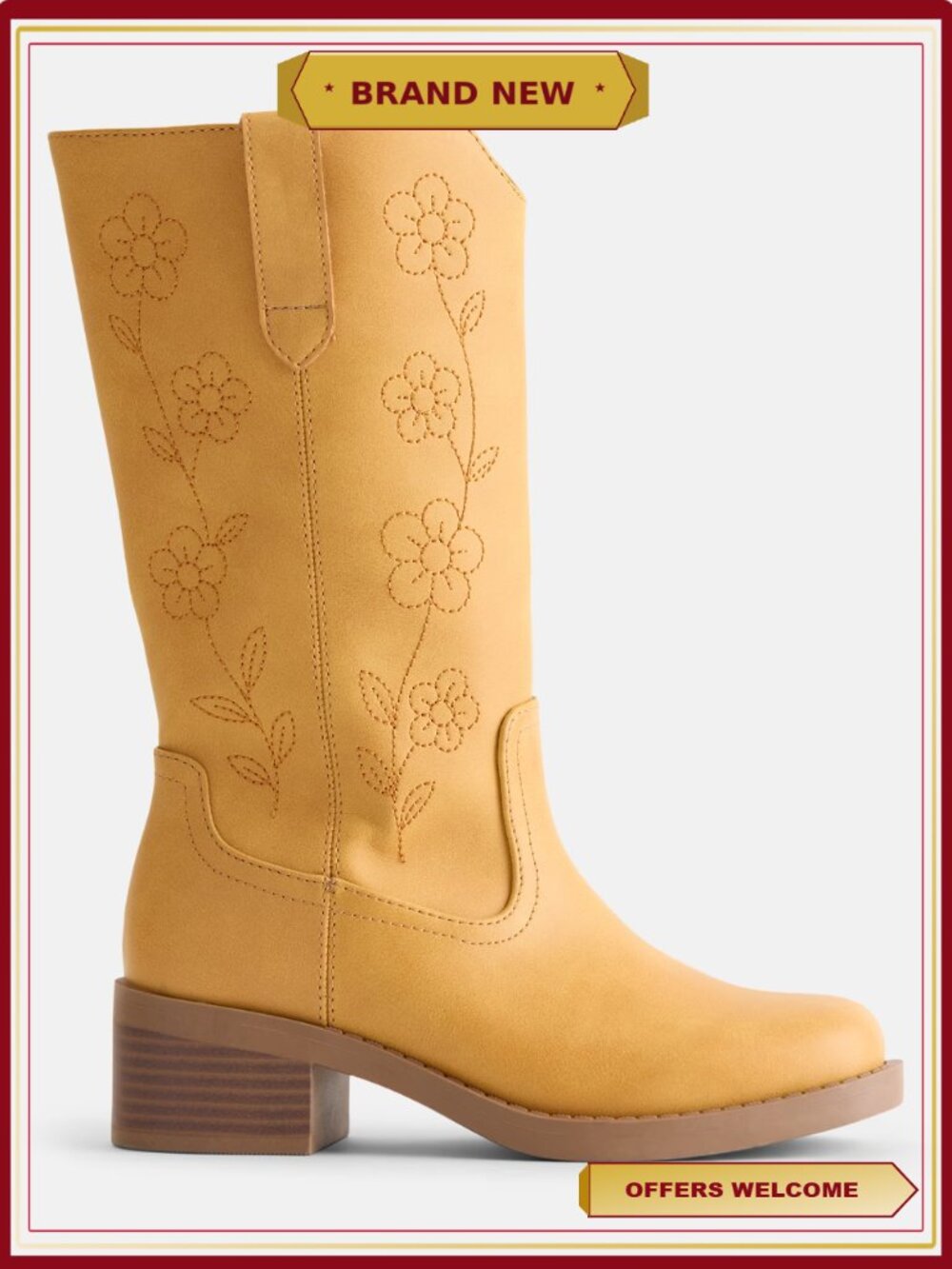 Girls Tall Faux Leather Riding Boots Side Zipper